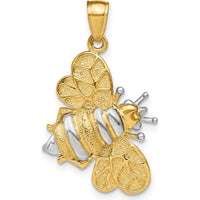 14K Yellow Gold and White Rhodium 3D Bumblebee Charm Pendant by Oro Pregiato