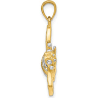 14K Yellow Gold and White Rhodium 3D Bumblebee Charm Pendant by Oro Pregiato