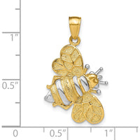 14K Yellow Gold and White Rhodium 3D Bumblebee Charm Pendant by Oro Pregiato