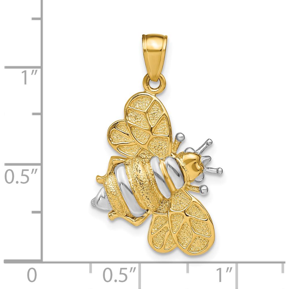 14K Yellow Gold and White Rhodium 3D Bumblebee Charm Pendant by Oro Pregiato
