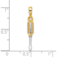 14K Yellow Gold and White Rhodium 3D Diamond-Cut Flathead Screwdriver Pendant by Oro Pregiato