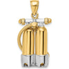 14K Yellow Gold and White Rhodium 3D Double Scuba Tanks with Air Hose Charm by Oro Pregiato