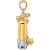 14K Yellow Gold and White Rhodium 3D Double Scuba Tanks with Air Hose Charm by Oro Pregiato