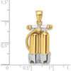 14K Yellow Gold and White Rhodium 3D Double Scuba Tanks with Air Hose Charm by Oro Pregiato