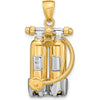 14K Yellow Gold and White Rhodium 3D Double Scuba Tanks with Air Hose Charm by Oro Pregiato
