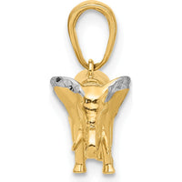 14K Yellow Gold and White Rhodium 3D Elephant Pendant with Diamond-Cut Accents by Oro Pregiato