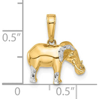 14K Yellow Gold and White Rhodium 3D Elephant Pendant with Diamond-Cut Accents by Oro Pregiato