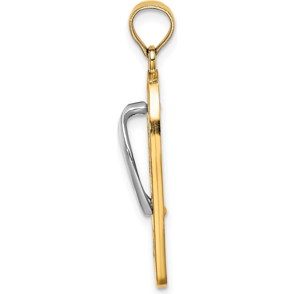 14K Yellow Gold and White Rhodium 3D Enameled Flip-Flop Beach Scene Charm by Oro Pregiato