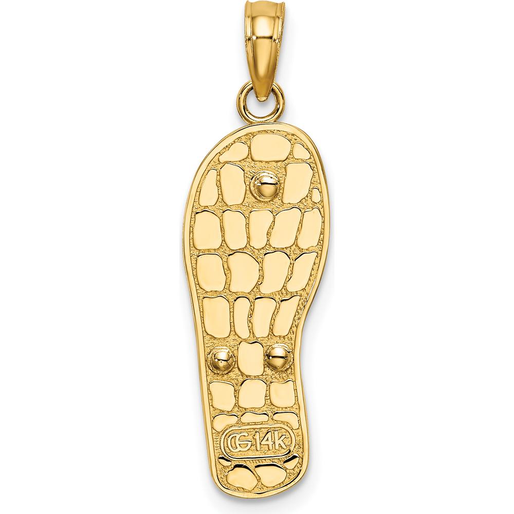 14K Yellow Gold and White Rhodium 3D Enameled Flip-Flop Beach Scene Charm by Oro Pregiato