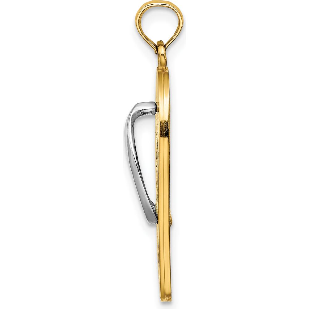14K Yellow Gold and White Rhodium 3D Enameled Palm Tree and Beach Bucket Flip-Flop Charm - Summer Vacation Inspired Jewelry by Oro Pregiato