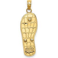 14K Yellow Gold and White Rhodium 3D Enameled Palm Tree and Beach Bucket Flip-Flop Charm - Summer Vacation Inspired Jewelry by Oro Pregiato