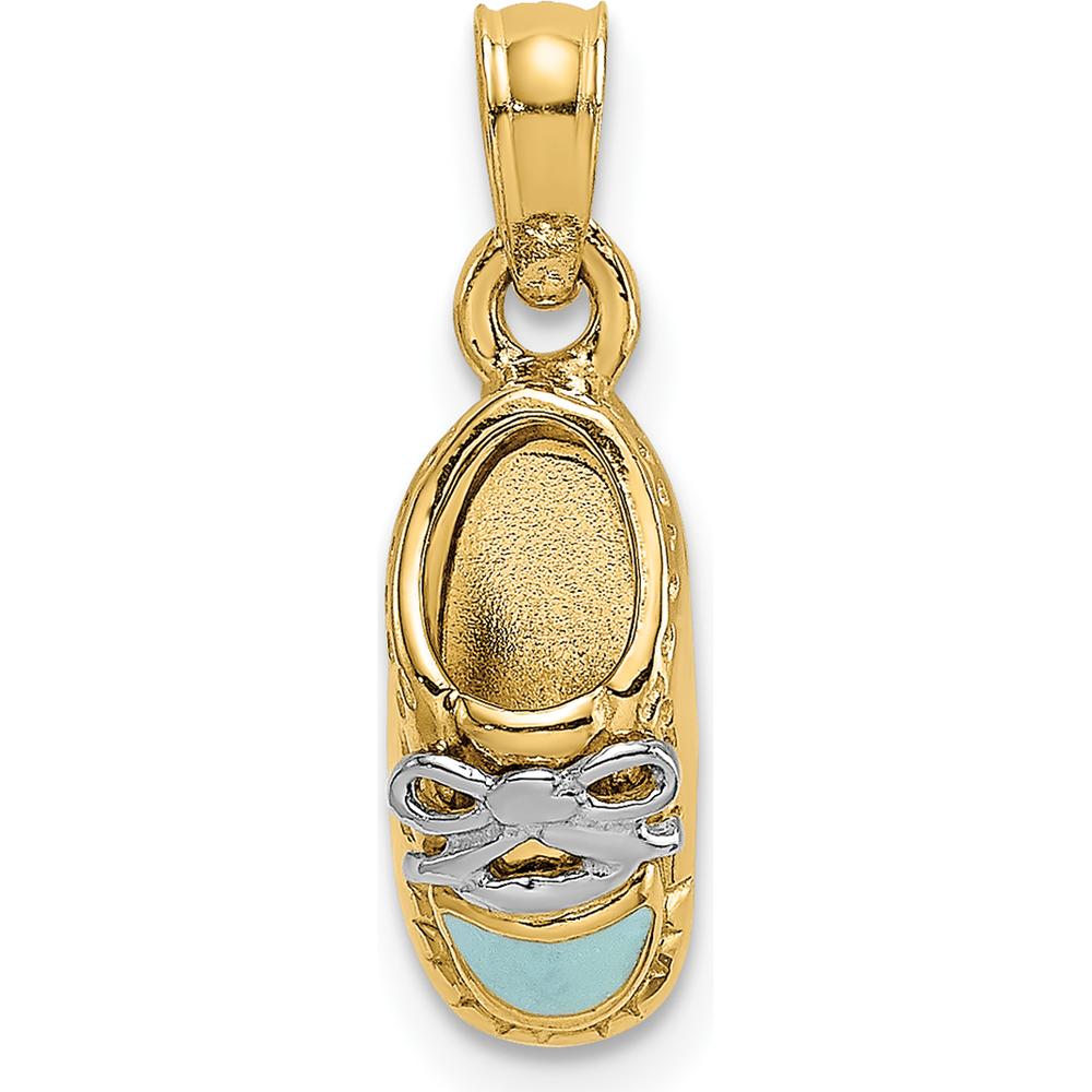 14K Yellow Gold and White Rhodium 3D Light Blue Enamel Baby Shoe Charm by Oro Pregiato