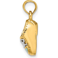 14K Yellow Gold and White Rhodium 3D Light Blue Enamel Baby Shoe Charm by Oro Pregiato