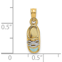 14K Yellow Gold and White Rhodium 3D Light Blue Enamel Baby Shoe Charm by Oro Pregiato