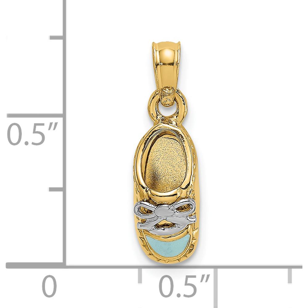 14K Yellow Gold and White Rhodium 3D Light Blue Enamel Baby Shoe Charm by Oro Pregiato