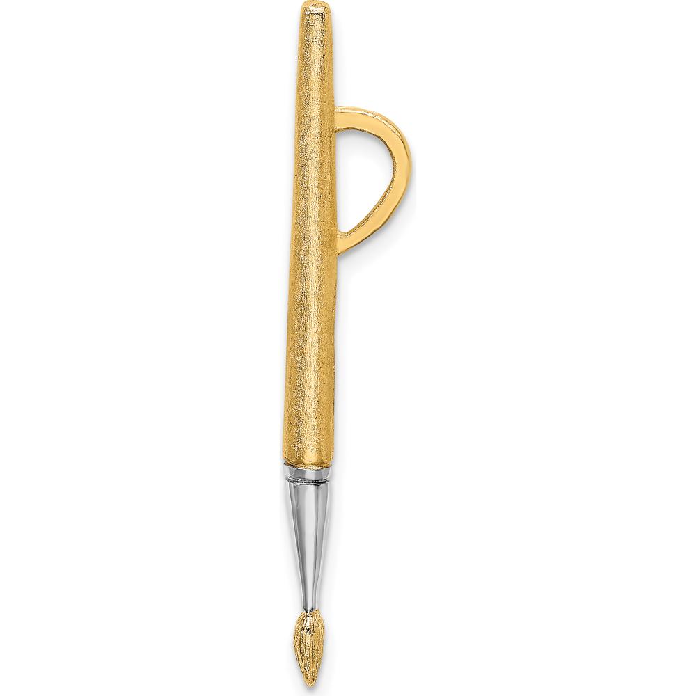14K Yellow Gold and White Rhodium 3D Oil Paint Brush Charm - Textured Design by Oro Pregiato
