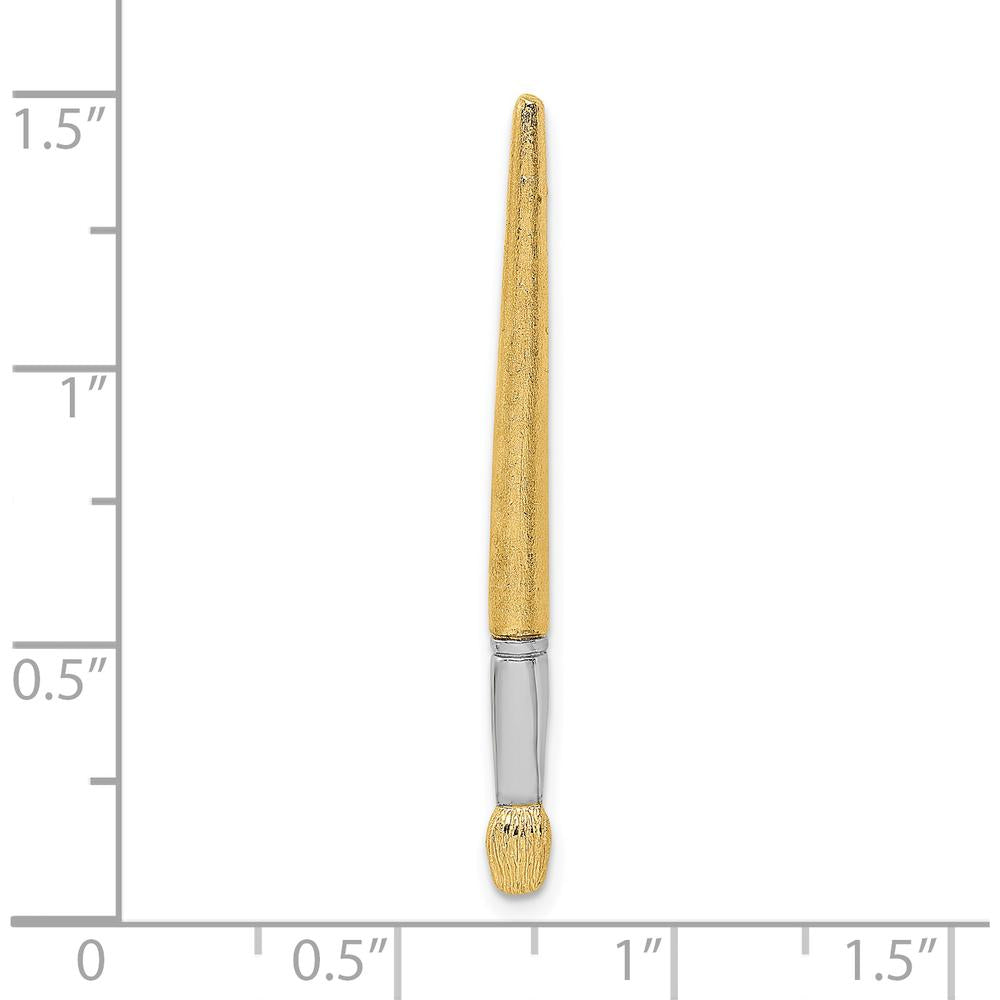 14K Yellow Gold and White Rhodium 3D Oil Paint Brush Charm - Textured Design by Oro Pregiato