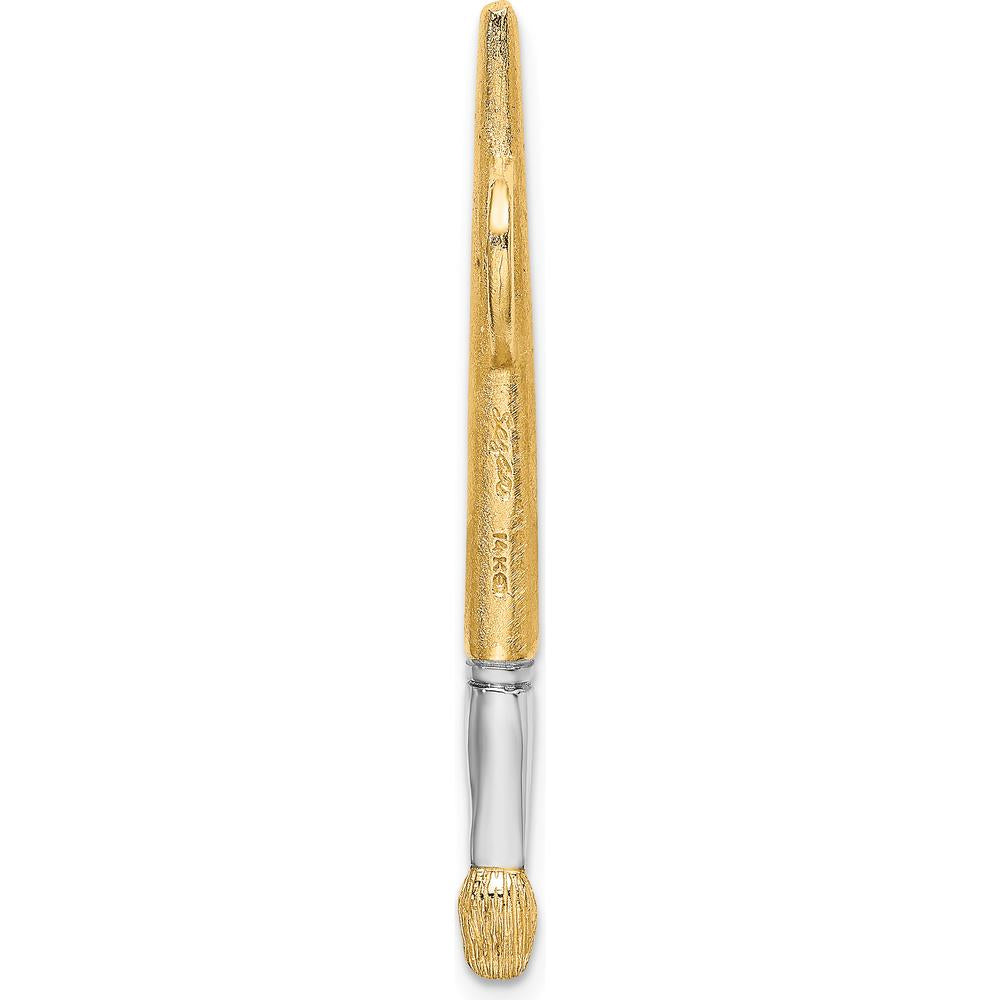 14K Yellow Gold and White Rhodium 3D Oil Paint Brush Charm - Textured Design by Oro Pregiato