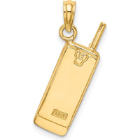 14K Yellow Gold and White Rhodium 3D Retro Cell Phone Charm - Vintage Inspired Pendant by Oro Pregiato