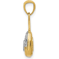 14K Yellow Gold and White Rhodium 3D Reversible Heart Handbag Pendant by Oro Pregiato