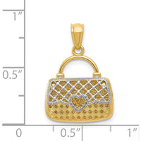 14K Yellow Gold and White Rhodium 3D Reversible Heart Handbag Pendant by Oro Pregiato