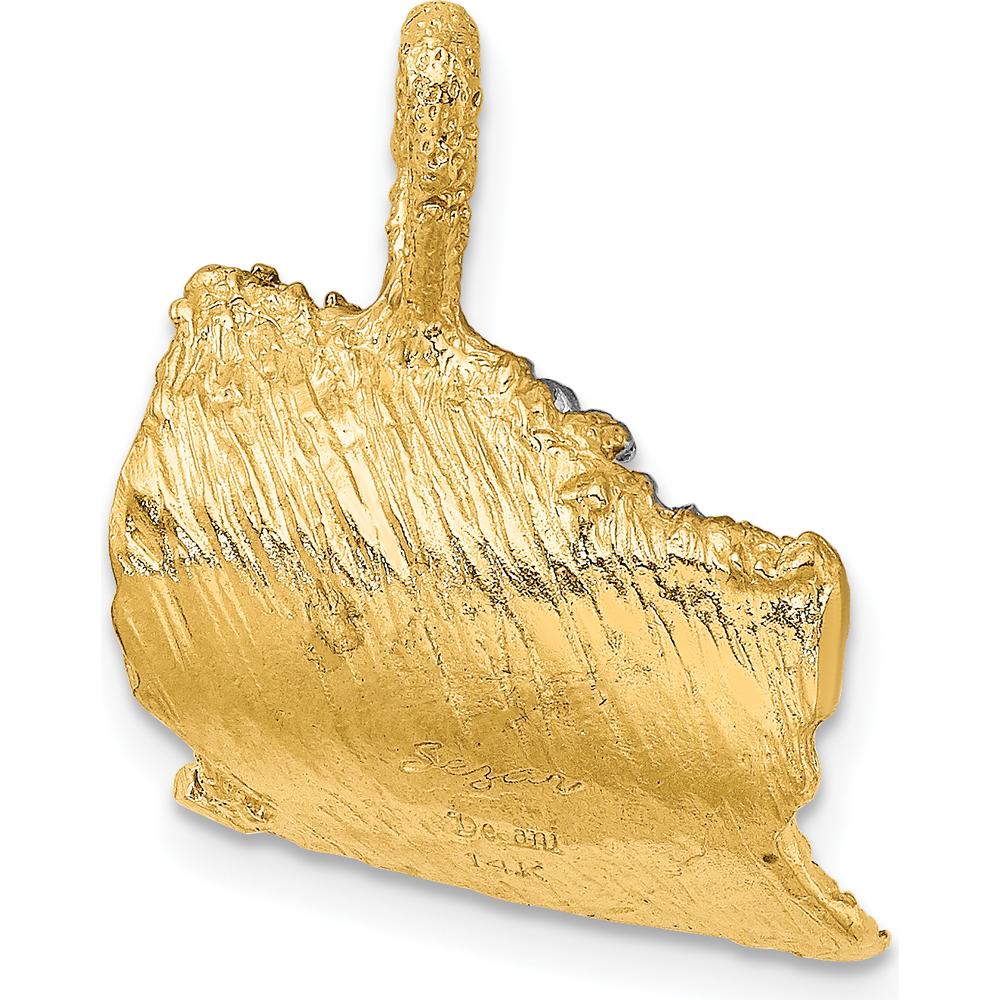 14K Yellow Gold and White Rhodium 3D Surfer in Wave Charm - Textured Ocean Pendant by Oro Pregiato