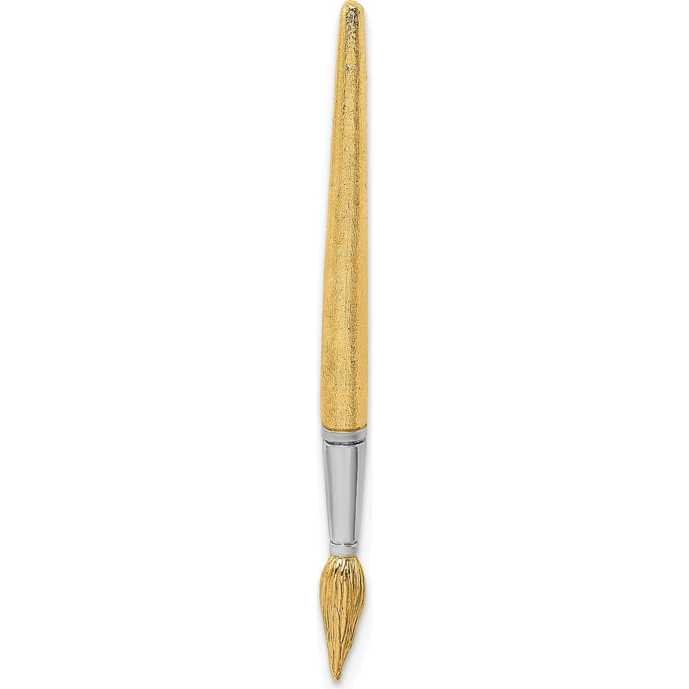 14K Yellow Gold and White Rhodium 3D Water Paint Brush Charm - Polished Gold and Textured Design by Oro Pregiato
