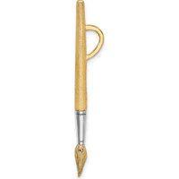 14K Yellow Gold and White Rhodium 3D Water Paint Brush Charm - Polished Gold and Textured Design by Oro Pregiato
