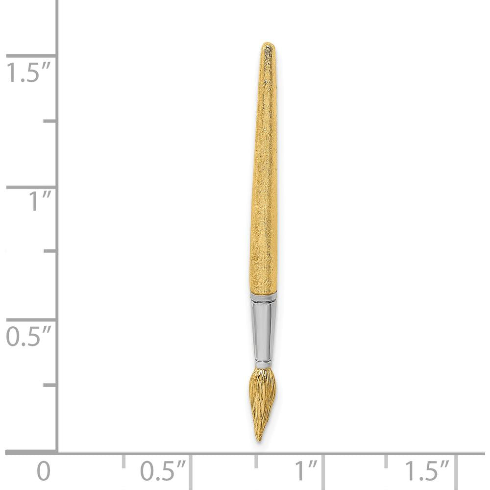 14K Yellow Gold and White Rhodium 3D Water Paint Brush Charm - Polished Gold and Textured Design by Oro Pregiato