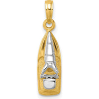 14K Yellow Gold and White Rhodium 3D Wave Runner Charm with Moveable Seat by Oro Pregiato