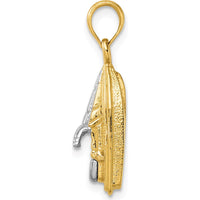 14K Yellow Gold and White Rhodium 3D Wave Runner Charm with Moveable Seat by Oro Pregiato
