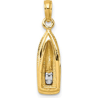 14K Yellow Gold and White Rhodium 3D Wave Runner Charm with Moveable Seat by Oro Pregiato