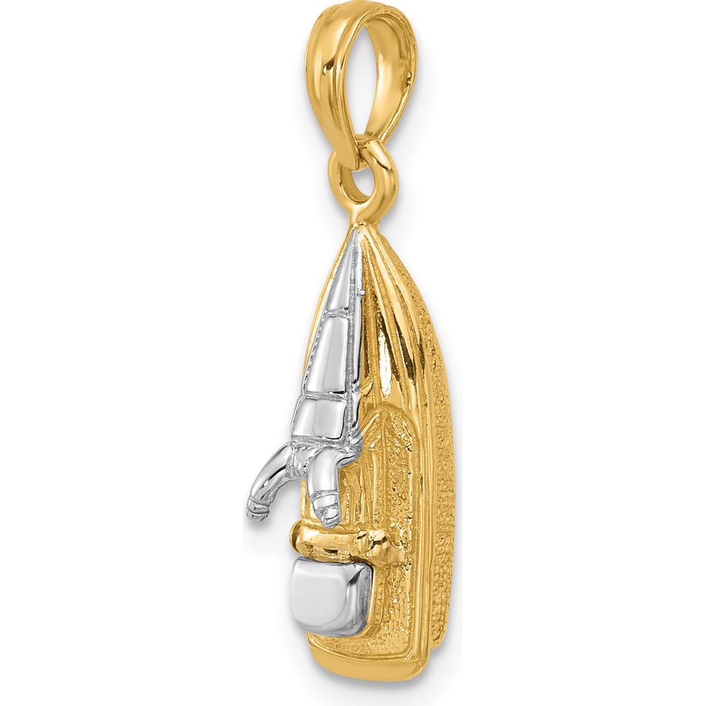 14K Yellow Gold and White Rhodium 3D Wave Runner Charm with Moveable Seat by Oro Pregiato