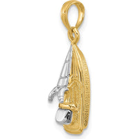 14K Yellow Gold and White Rhodium 3D Wave Runner Charm with Moveable Seat by Oro Pregiato