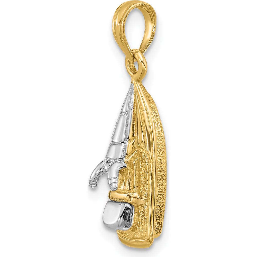 14K Yellow Gold and White Rhodium 3D Wave Runner Charm with Moveable Seat by Oro Pregiato