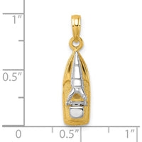 14K Yellow Gold and White Rhodium 3D Wave Runner Charm with Moveable Seat by Oro Pregiato