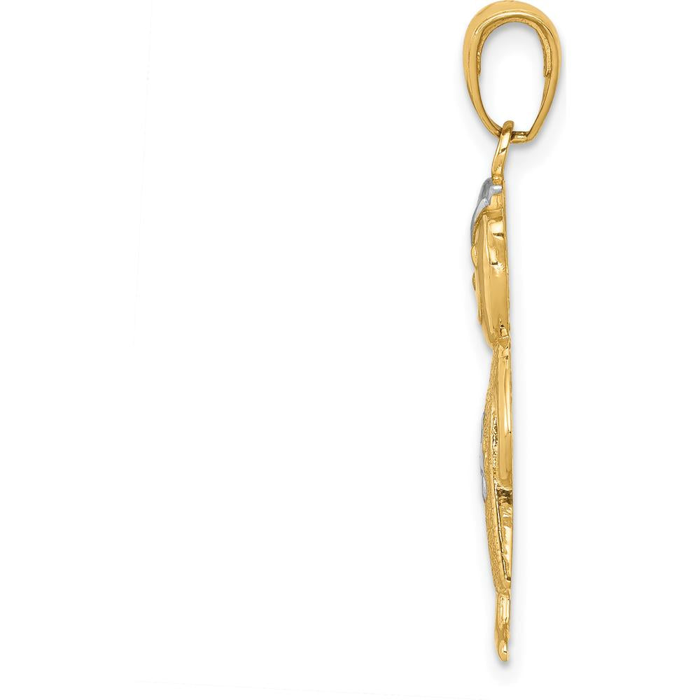 14K Yellow Gold and White Rhodium Boy with Hands in Pockets Pendant - Solid Gold Charm by Oro Pregiato