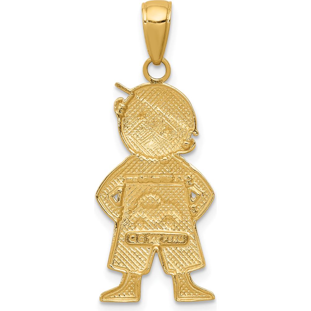 14K Yellow Gold and White Rhodium Boy with Hands in Pockets Pendant - Solid Gold Charm by Oro Pregiato