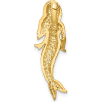 14K Yellow Gold and White Rhodium Brushed Mermaid Slide Pendant - 27mm by Oro Pregiato