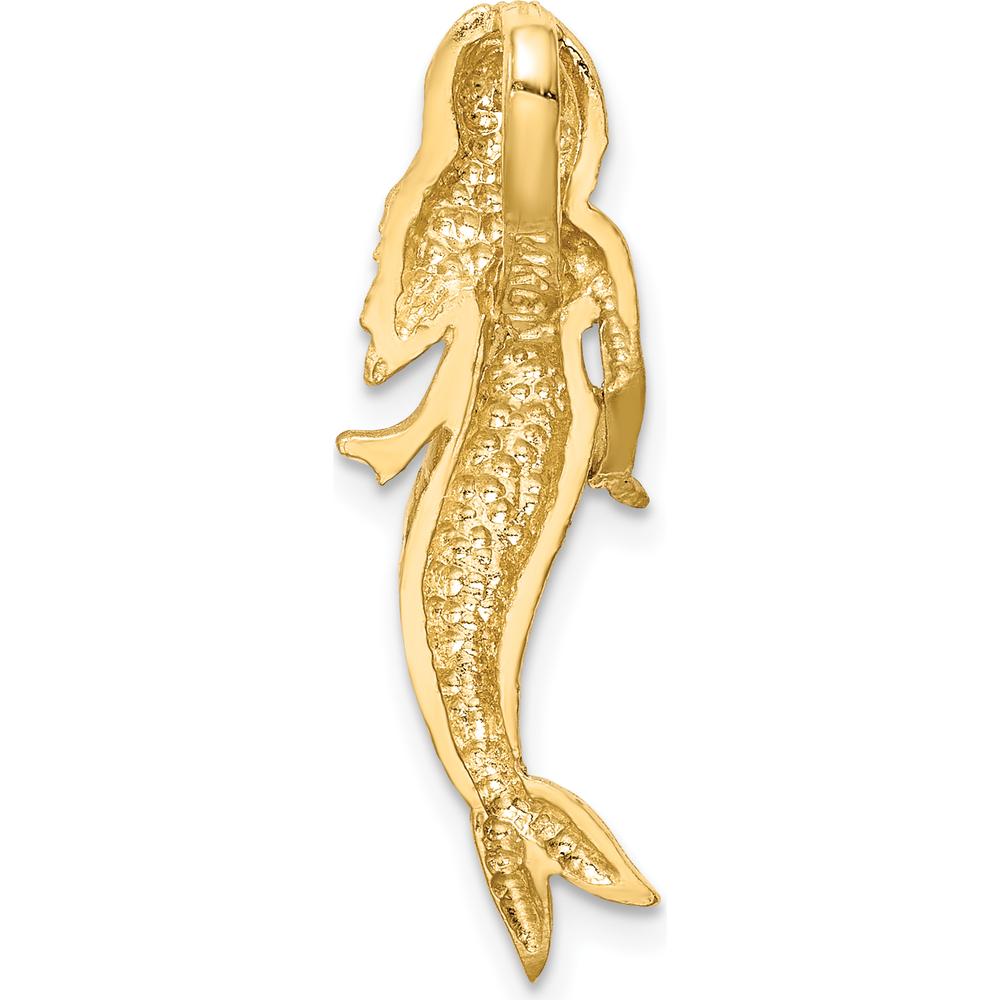 14K Yellow Gold and White Rhodium Brushed Mermaid Slide Pendant - 27mm by Oro Pregiato