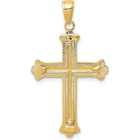 14K Yellow Gold and White Rhodium Budded Cross Frame Pendant - 39mm Length by Oro Pregiato