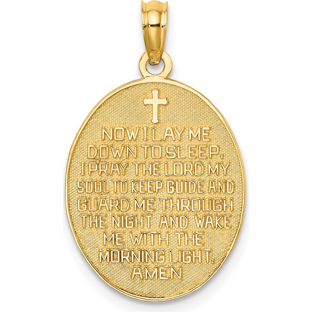 14K Yellow Gold and White Rhodium Child’s Prayer Charm Pendant - 19.65mm Length, 15.8mm Width by Oro Pregiato
