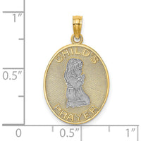 14K Yellow Gold and White Rhodium Child’s Prayer Charm Pendant - 19.65mm Length, 15.8mm Width by Oro Pregiato