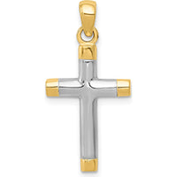 14K Yellow Gold and White Rhodium Cross Pendant - 27mm Length, 12mm Width by Oro Pregiato