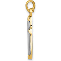 14K Yellow Gold and White Rhodium Cross Pendant - 27mm Length, 12mm Width by Oro Pregiato