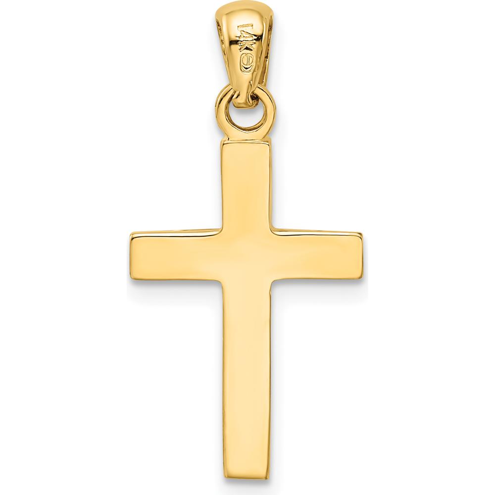 14K Yellow Gold and White Rhodium Cross Pendant - 27mm Length, 12mm Width by Oro Pregiato