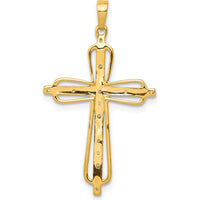 14K Yellow Gold and White Rhodium Cross Pendant with Round Diamonds - 0.05 Carat Total Diamond Weight by Monteluci Fine Jewelry