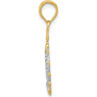 14K Yellow Gold and White Rhodium Crown Pendant with Beaded Detailing by Oro Pregiato