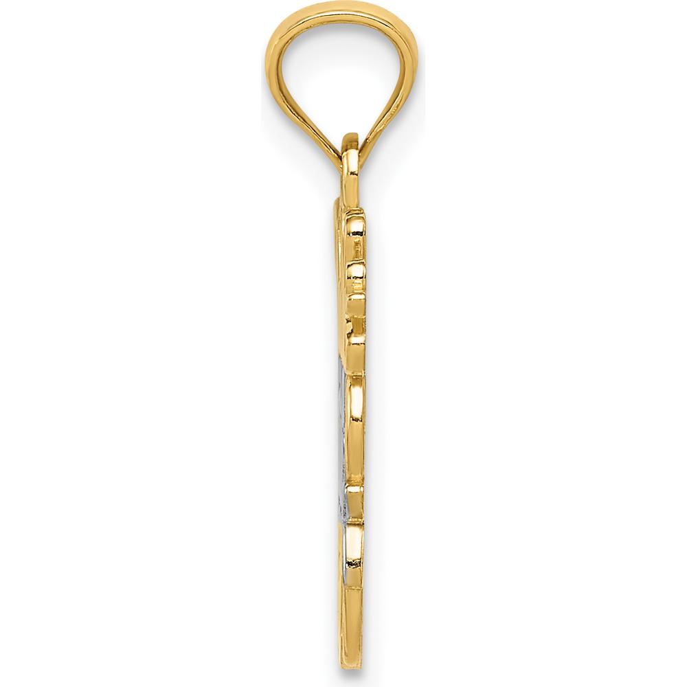 14K Yellow Gold and White Rhodium "Daddy's Little Girl" Themed Pendant - 22mm Length by Oro Pregiato