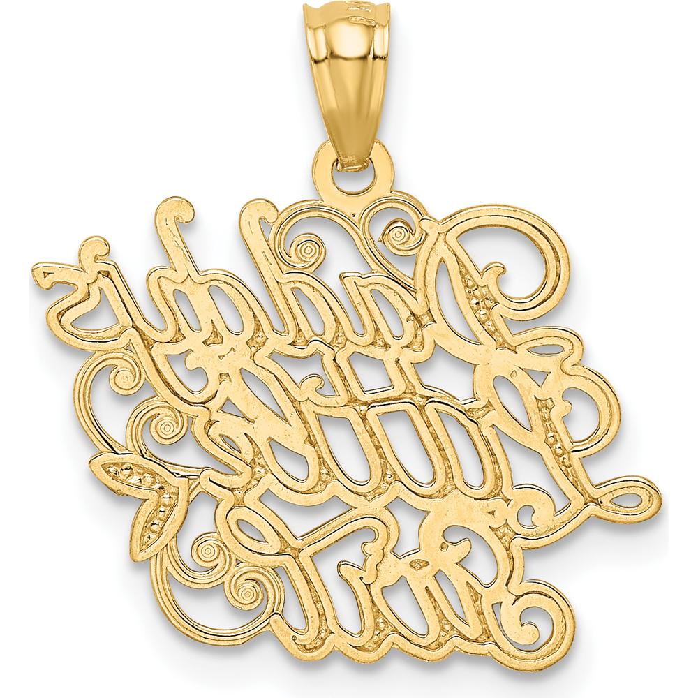 14K Yellow Gold and White Rhodium "Daddy's Little Girl" Themed Pendant - 22mm Length by Oro Pregiato